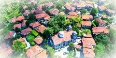 Aerial view of Palaios Panteleimonas is a mountain village, northern Greece