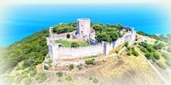 Aerial view of the castle of Platamon, Pieria, Macedonia, Greece