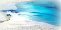 View of the amazing beach of Balos, with a family playing on the