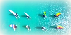 Small yachts on the sea in Greece Lefkada Ioanian Island