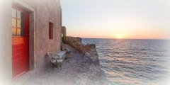 The beautiful Byzantine castle town of Monemvasia in Laconia at sunset