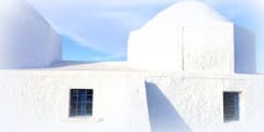 White Church in Aegina Island, ooast of Athens in Greece.
