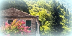 Stone house in Gorge of Vikos in Greece.  Zagoria region. Nation