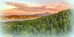 Sunset on the lakei Plastiras