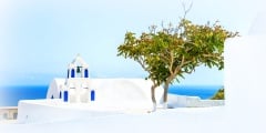 White architecture on Santorini island, Greece.