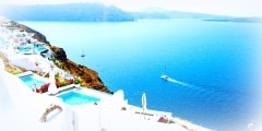 White architecture on Santorini island, Greece.