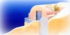 Architecture of Oia village on Santorini, Greece