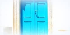 Traditional Greek door located on Mykonos island, Greece