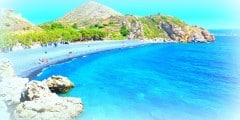 Black stones beach in chios island