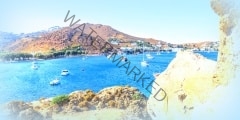 The Greek island of Patmos in the Aegean Sea - the bay of Grikos