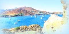 The Greek island of Patmos in the Aegean Sea - the bay of Grikos