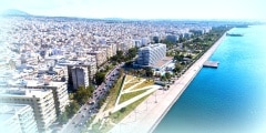 Aerial view of the new park and the waterfront of the city of Thessaloniki