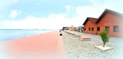 The old harbor of Thessaloniki, Greece, captured with fisheye lens