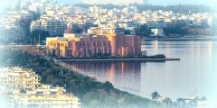 Paralia, Rare Aerial  Birds Eyes View of Thessaloniki city Center, Greece