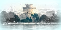 Old Style Look Photograph of White Tower of Thessaloniki, Greece