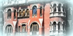 Greece, Thessaloniki. Red house or mansion Logos
