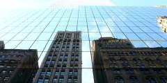 new york building reflected in windows
