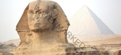 The Sphinx at Giza and ancient Egyptian pyramid in Giza, Cairo