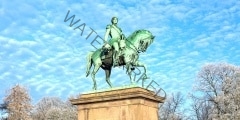 Equestrian statue of Karl XIV Johan in Oslo in winter, Norway