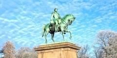 Equestrian statue of Karl XIV Johan in Oslo in winter, Norway