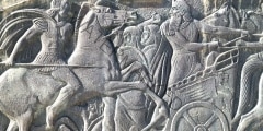 Greek ancient alike plaque at Great Alexander monument at Thessaloniki, Greece