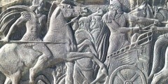 Greek ancient alike plaque at Great Alexander monument at Thessaloniki, Greece