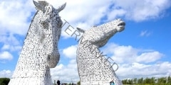 Tourists viewing the Kelpies horse heads