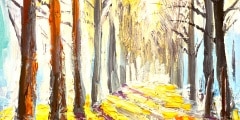oil painting, autumn forest, impressionism art