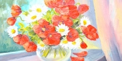 oil painting on canvas - bouquet of poppies