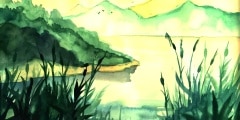 Watercolor painting landscape