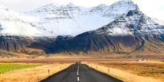 Empty road in early winter of Iceland