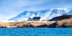 Icelandic landscape with snowy mountains