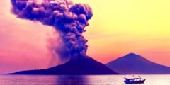 Volcano eruption. Anak Krakatau, Indonesia