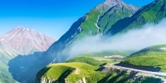 Misty mountain on the Georgian Military Road, Georgia