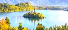 Panoramic view of Lake Bled from Mt. Osojnica, Slovenia
