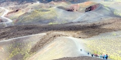 Volcano Mount Etna and human for print