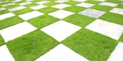 grass tiles, Beautiful grass tiles in a garden,Marble block on g