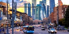 Bolshaya Dorogomilovskaya street, view of the business center "M